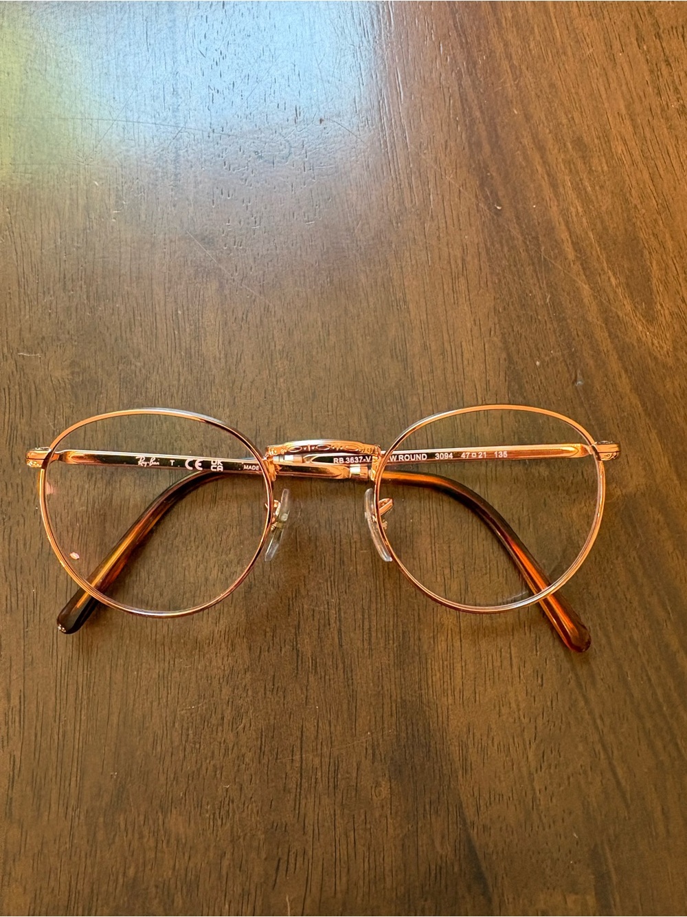 Ray-Ban RB3637-V New Round Rose Gold Eyeglasses Frames 47-21-135 + Case